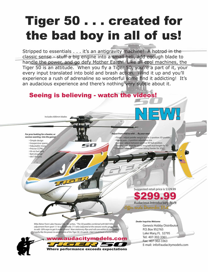 Magazine advertisement for Audacity Modeles Tiger 50